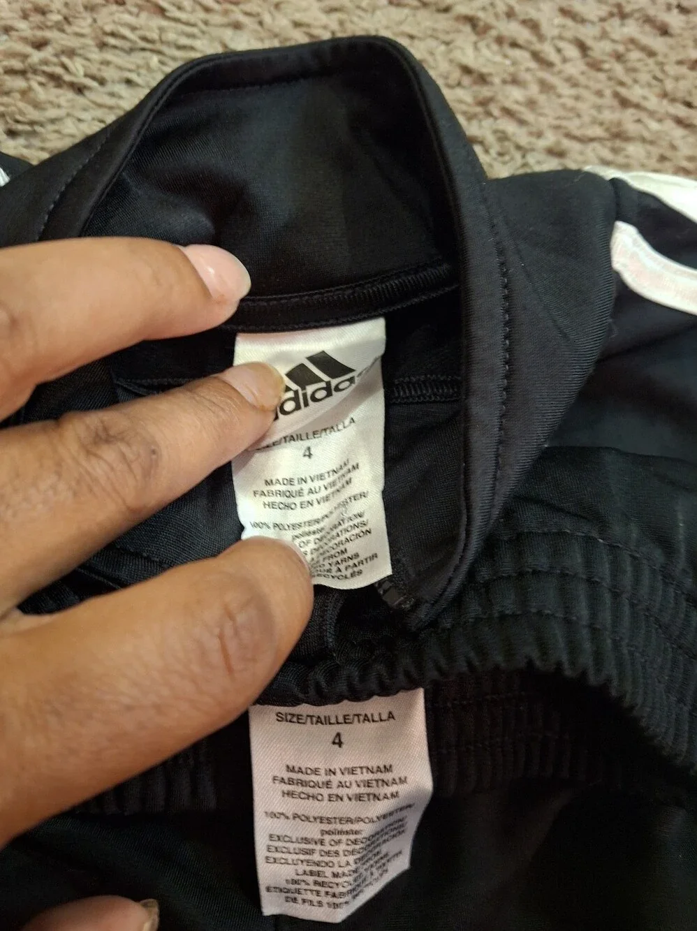 Cute Adidas Kids Black/Blue/Red Joggers & Track Pants with White Stripe Accents